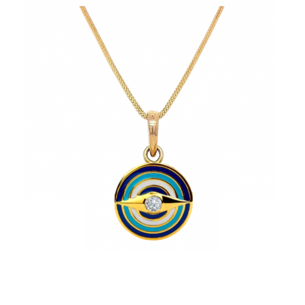 Diamond studded Enamelled Evil Eye Pendant