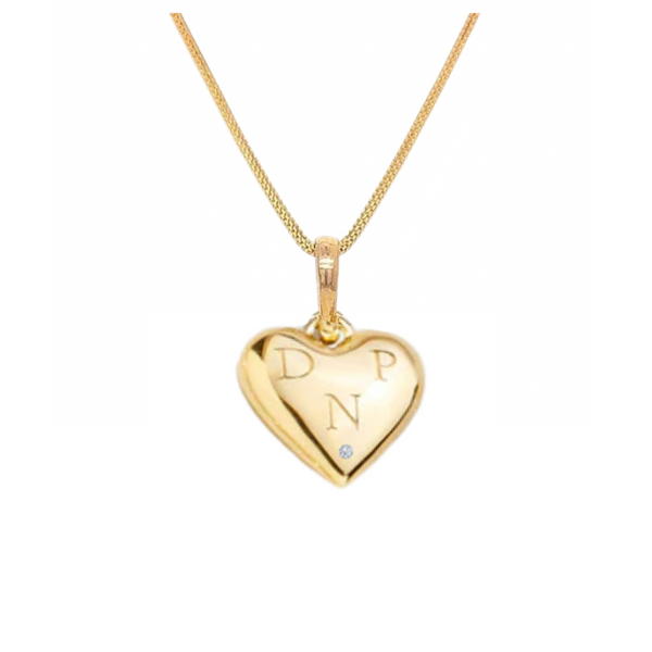 Diamond studded personalised Heart Pendant